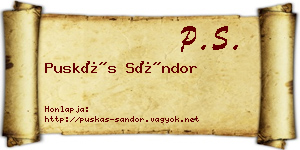 Puskás Sándor névjegykártya